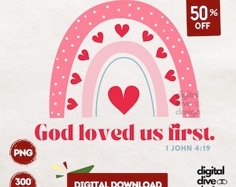 Christian Valentines PNG - Regenbogen-Herz-Design (Digitaler Download)