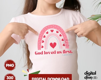 Christian Valentines PNG: Rainbow Heart Design (Digital Download)