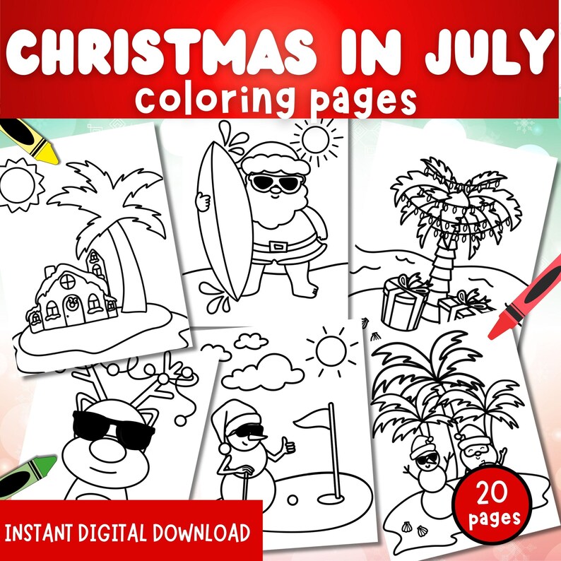 Christmas in July Coloring Pages - Etsy
