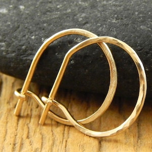 Small gold hoops, Solid 14k YELLOW gold hoops, tiny gold hoops, 1/2 inch hoops, 0.5 inch solid 14k gold, ONE pair (2 hoops).