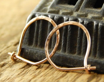 Gold hoops, solid rose gold hoops, tiny 1/2 inch hoops, 0.5 inch hoops, tiny gold hoops, 14k gold, ONE pair.