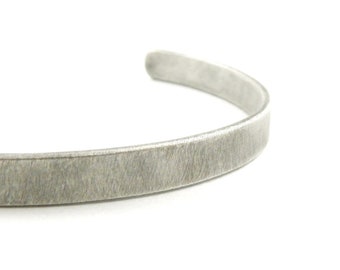 Minimalist mens cuff, 7 mm silver cuff bracelet, 7 x 1.5 mm solid sterling silver, personalized simple unisex cuff.