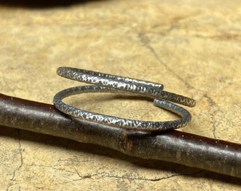 Delicate wrap ring - oxidized sterling silver - skinny ring, dainty double ring, darkened patina.