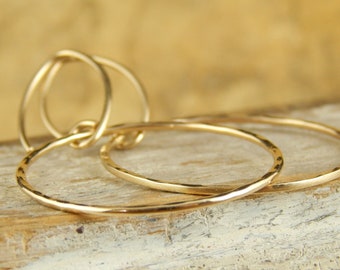 SOLID gold hoops, 14k yellow gold hoops, 1 inch hoops, solid 14k gold, ONE pair (2 hoops).