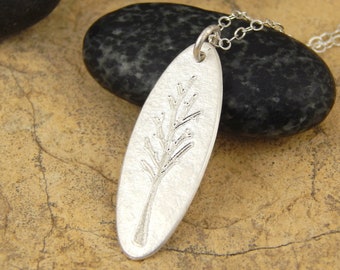 Tree hugger necklace *Ready to Ship* Tiny tree charm necklace *SHINY textured finish* sterling silver engraved tree, 1 inch long small oval.