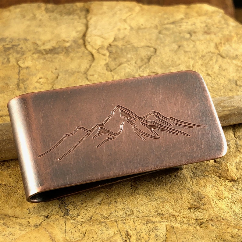 Mountain Money Clip, Engraved Money Clip, Mountain Range Landscape