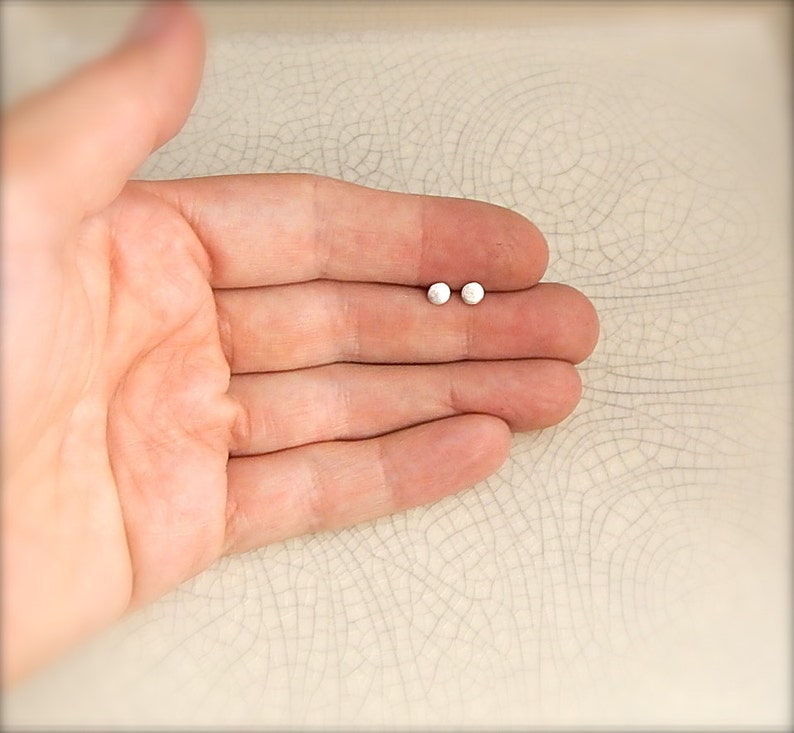 4 mm shiny or oxidized sterling silver post stud earrings Ready To Ship gift for women. tiny circles Tiny silver studs