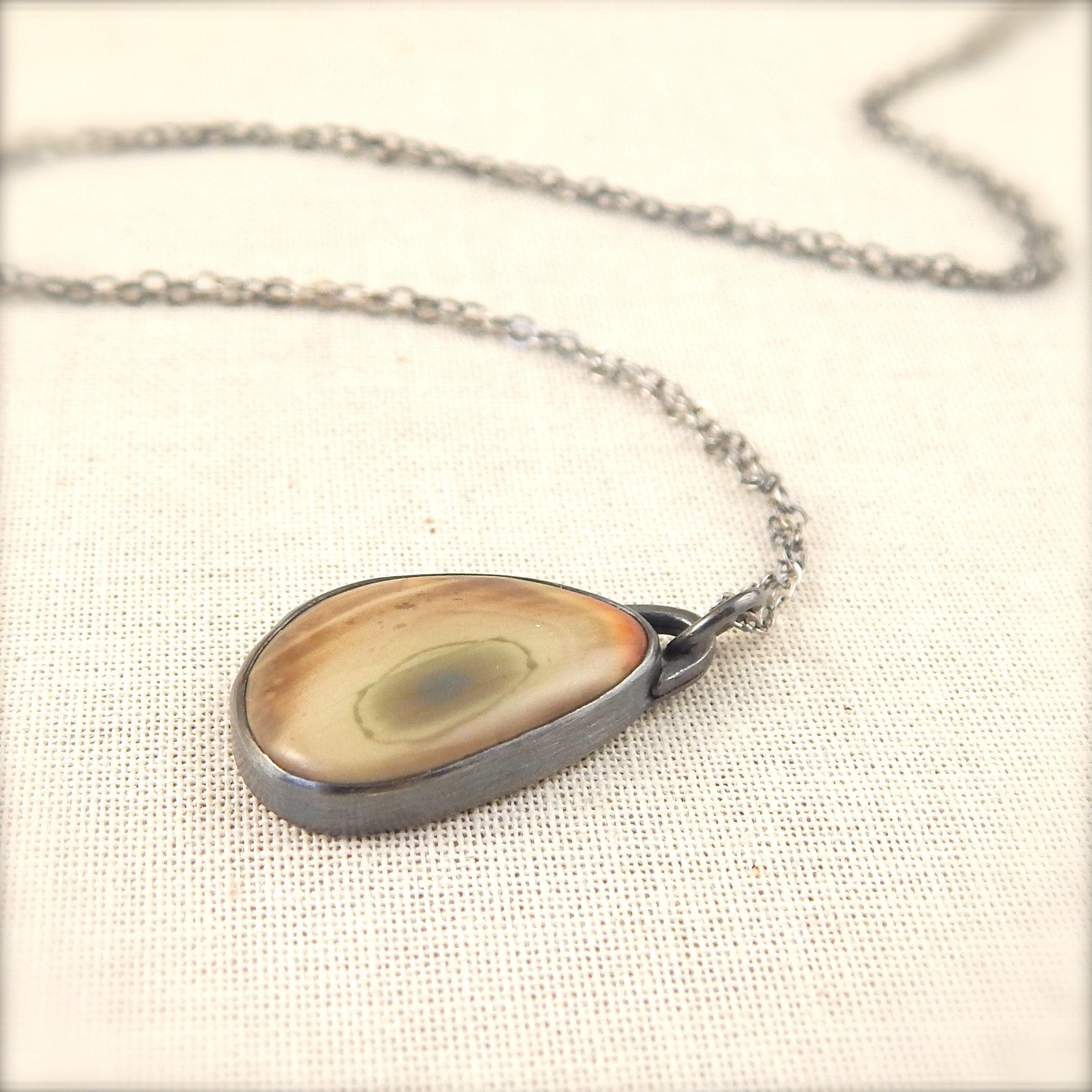 Simple Stone Necklace Minimalist Bezel Set Earthy Jasper | Etsy