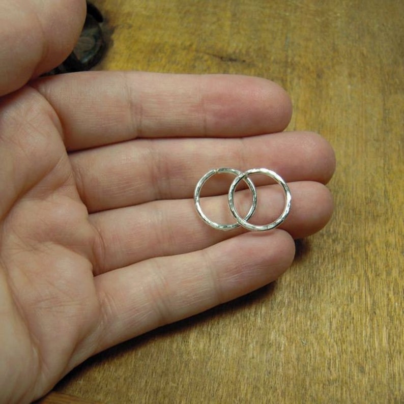 58 inch hoops sterling silver gauged hoops 14 gauge hoops shiny or oxidized 1.6 cm hoops. one pair