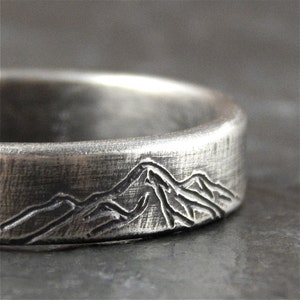 Mountain ring, *6 mm wide* wedding band mountain range, sterling silver, for nature lover! *SIZE Guarantee*