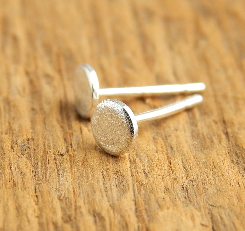 4 mm shiny or oxidized sterling silver post stud earrings Ready To Ship gift for women. tiny circles Tiny silver studs