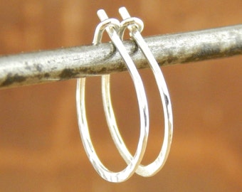 Delicate silver hoop earrings, 1/2 inch hoops, hammered SHINY sterling silver, tiny 0.5 inch hoops, ONE pair