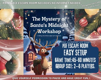 Gioco di fuga dalla stanza per famiglie: avventura natalizia fai da te stampabile