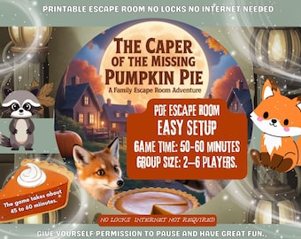 Gioco di escape room per famiglie: avventura autunnale stampabile fai da te per il Ringraziamento