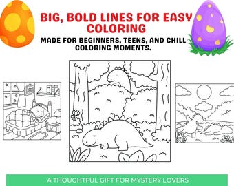 Schede da colorare di dinosauri per adulti e adolescenti / 9 disegni preistorici (PDF)