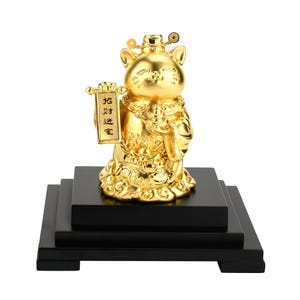 Gold Foil Lucky Cat Desktop TV Cabinet Office Desk Living Room Decoration，Luck Kitten，Fortune Cat,Lucky Cat,Dollar Cat,Handmade
