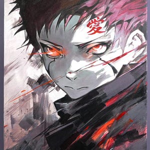 Naruto series acrylic painting - Gaara