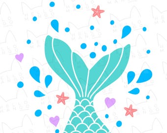 Mermaid Tail SVG Clipart, Ocean Theme (Digital Download)