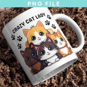 Cat PNG, Cat Mug Wrap, Cat Lovers Mug Wrap, mug design PNG, Funny Cat Mug PNG, Cats 11oz, 12oz & 15oz Coffee Cup Template