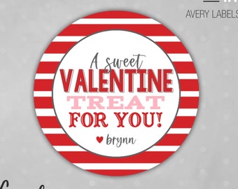 Red & Pink Valentine's Day Sticker/Tag PDF Template, Happy Valentine's Day, Instant download Avery Stickers #22877