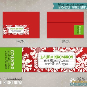 Christmas Damask Wrap Around Address Labels, Custom Holiday Sticker