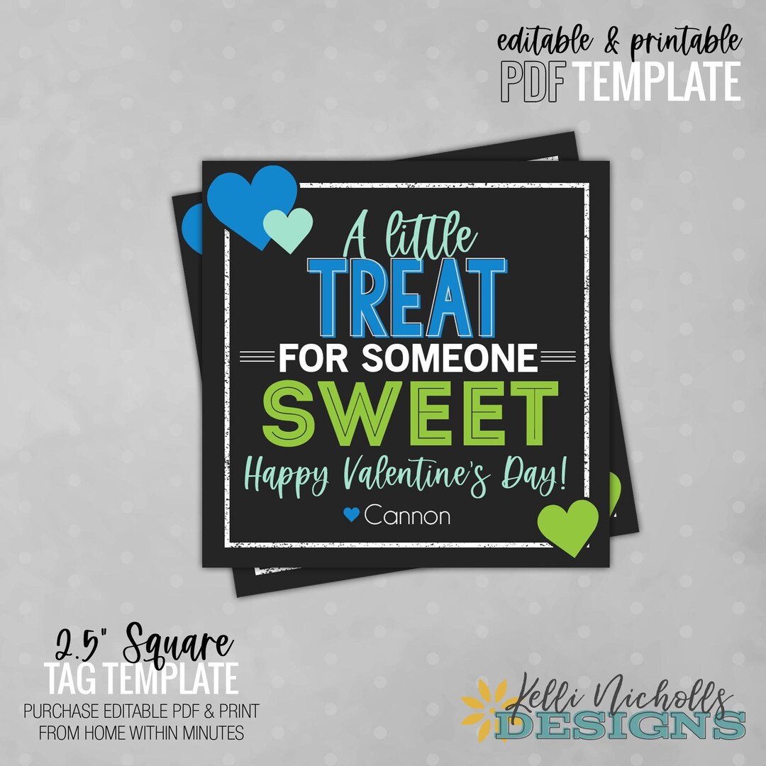 Printable Boys Valentine's Day Gift Bag Tag, Digital Template, Blue ...