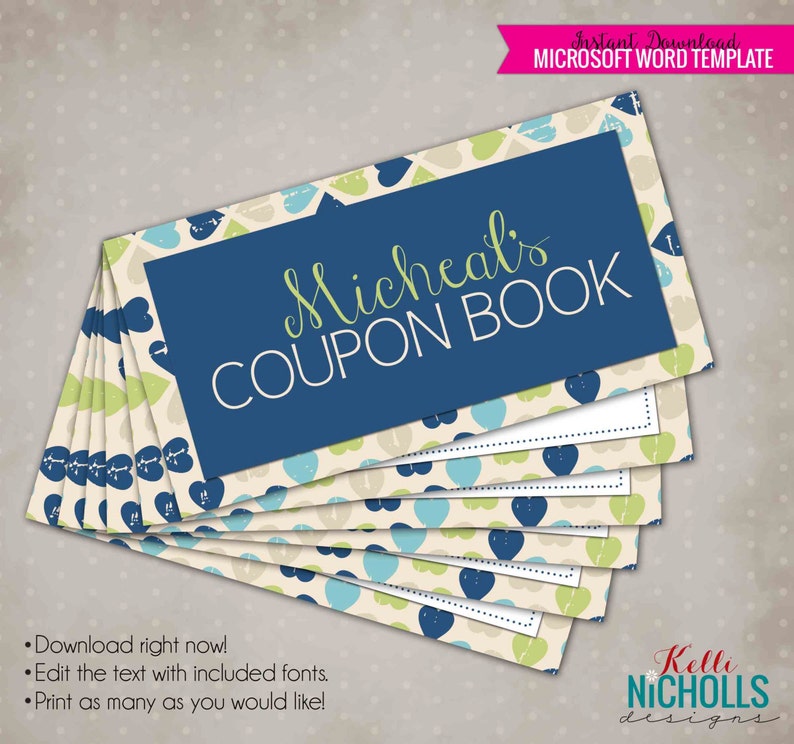 Printable Valentine's Day Custom Coupon Book Gift for him, Gift image 1