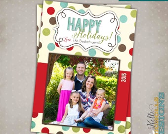 Custom Photo Polka Dot Christmas Card, Printable Greeting Card #20