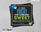 Printable Boys Valentine Tag, Chalkboard Gift Bag, 2.5” Square (Digital Template)