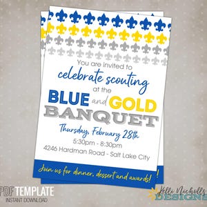 Blue & Gold Banquet Invitation Template: Cub Scouts (PDF, Digital Download)