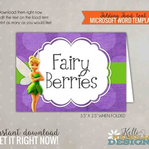 Tinkerbell Birthday Food Tent, Fairy Party Decoration, Printable Template, Instant Download #B133