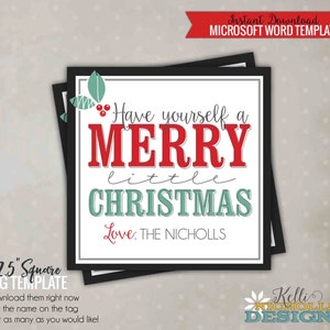 Holly para imprimir feliz pequeña Navidad etiqueta de menta, caramelos bolsita etiqueta de vacaciones, vacaciones etiquetas Favor, instantánea descargar