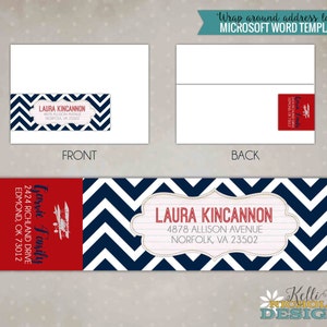 Vintage Plane Chevron Wrap Around Return Address Label, Instant Download