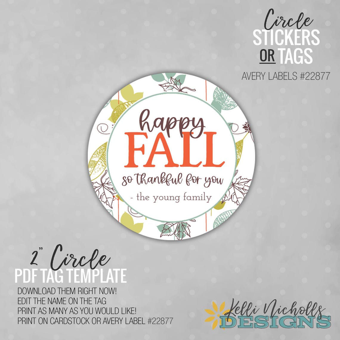 Happy Fall Sticker Tag Template: Custom Avery Labels (avery 22887 ...