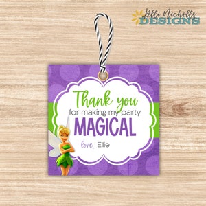 Tinkerbell Birthday Party Favor Tag PDF Template, Print at Home PDF Template, Instant Digital Download PDF Template B133 image 2