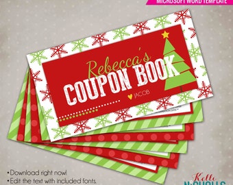 Christmas Gift Coupon Book, Personalized, Husband or Wife Present, Holiday Gift, Digital Instant Download