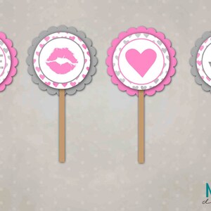 Valentine&#39;s Day Printable Cupcake Toppers Party Decorations - Instant Download