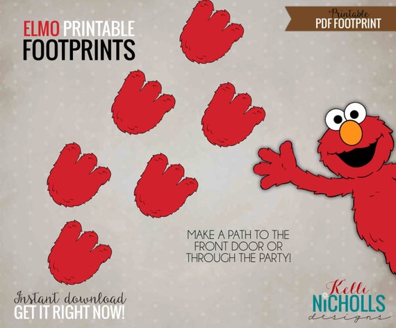 elmo footprints printable children s birthday party etsy