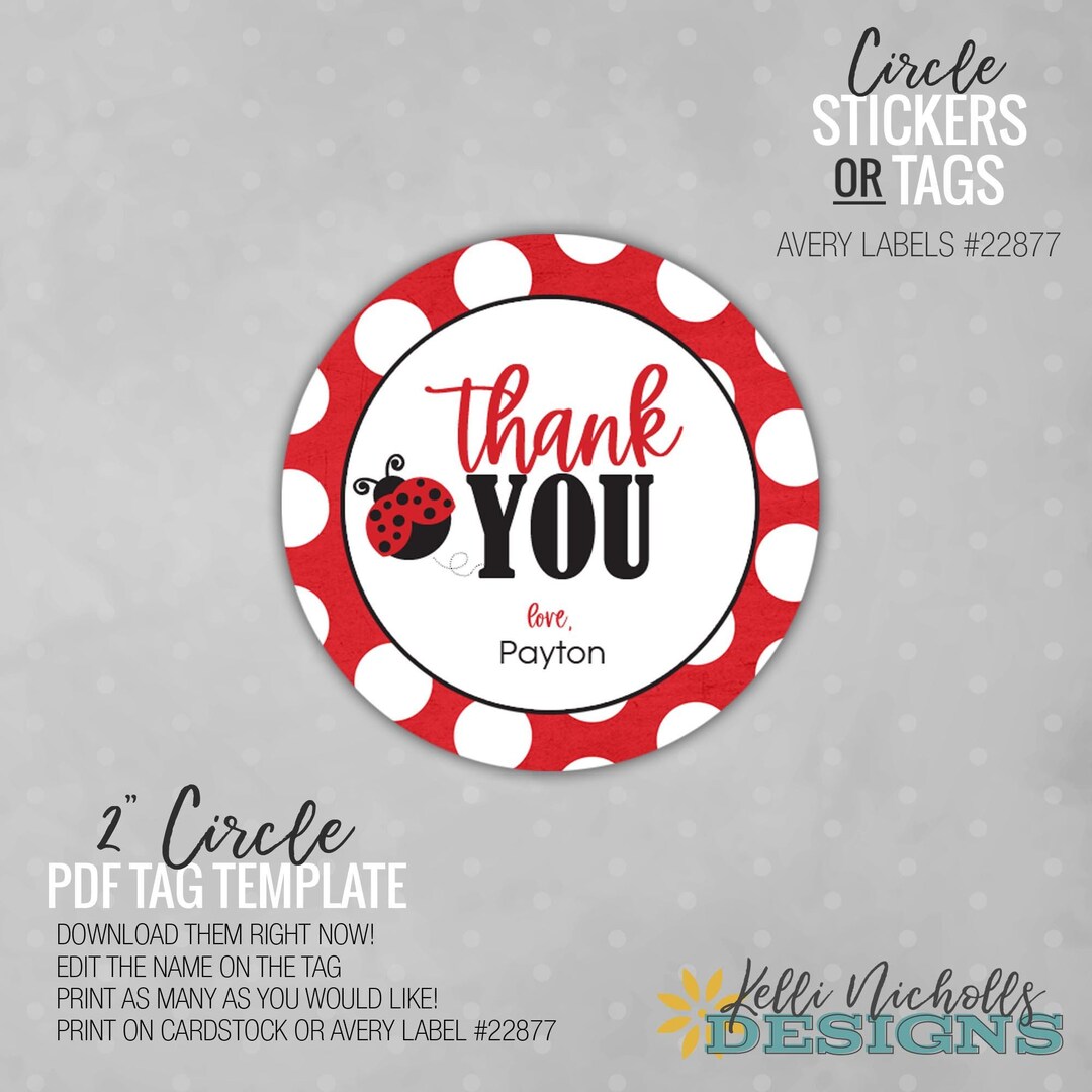 Ladybug Party Custom Sticker/tag PDF Template, Ladybug Birthday ...
