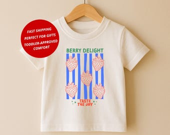 Camiseta infantil de fresa: Camiseta de algodón estilo retro con estampado de fresas