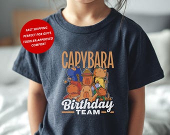 Capybara Birthday Team Toddler Shirt, Animal Party Tee