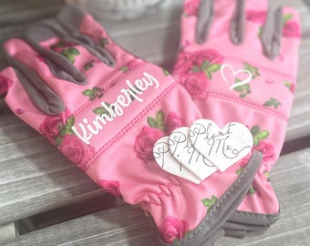 Personalized Garden Gloves, Womens Garden Gloves, Custom Garden Gloves, Pink Garden Gloves, Mothers day, Valentines Day, Birthday, Gardening