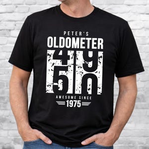 Personalized Birthday Tee, Oldometer T-shirt, 50th Birthday Black Tee, Any Year Birthday Tee, Birthday Gift, Unisex Custom Birthday T-shirt