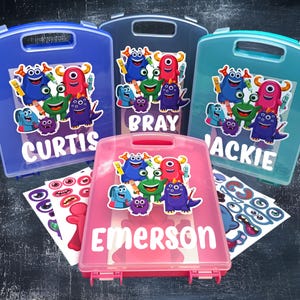 Estuche de arte infantil personalizado, estuche para lápices para la vuelta al cole, estuche de almacenamiento infantil, caja de lápices personalizada, estuche para material escolar infantil, estuche rígido personalizado, Navidad