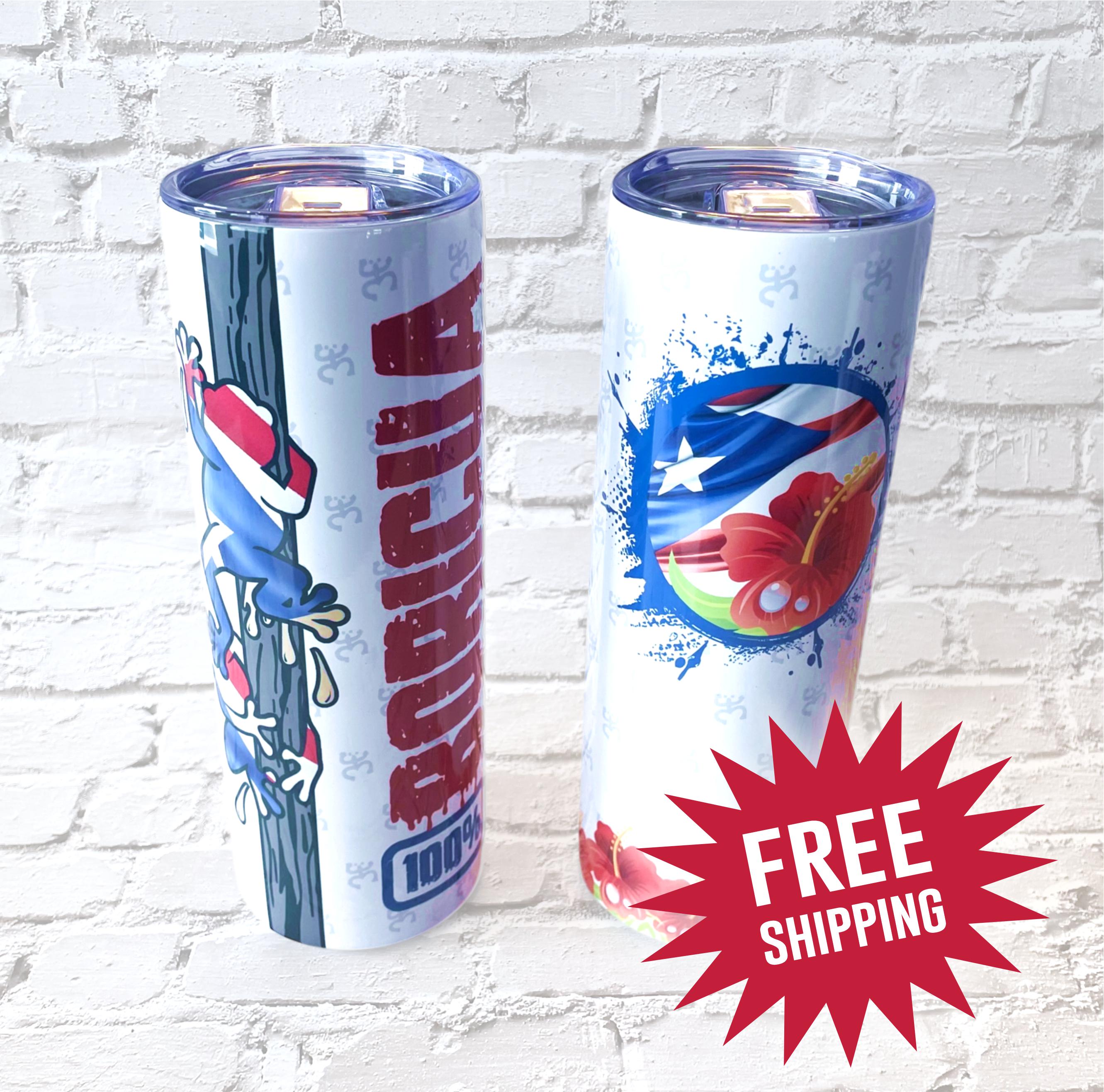 Puerto Rican Tumbler, Puerto Rican Drinkware, Boricua Tumbler, Grease Pole Festival, Coquí Frogs, Puerto Rico Heritage, Latino Pride