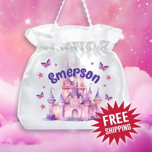 Sac à main personnalisé pour fille, sac à main de princesse, sac en satin pour fille, sac à main pour fille, miroir compact et pinceau, sac personnalisé pour fille, bouquetière, cadeau fille