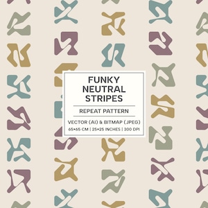 Funky Neutrale Streifen, abstrakte Tapete, organische Formen in gedämpften Tönen, Wohndeko, DIY, Basteln, Print-Ready + JPEG-Dateien, 300dpi