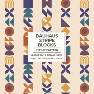 Bloques de rayas Bauhaus, papel tapiz geométrico moderno, rayas de bloques de colores para decoración del hogar, bricolaje, papelería, archivos vectoriales y JPEG listos para imprimir