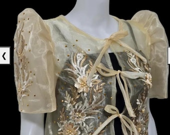 FILIPINA BOLERO Top - Ribbon Organza Beige XL