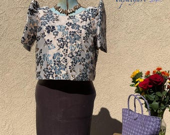 Filipiniana Elegant BROCADE BOLERO in Blue n Gold